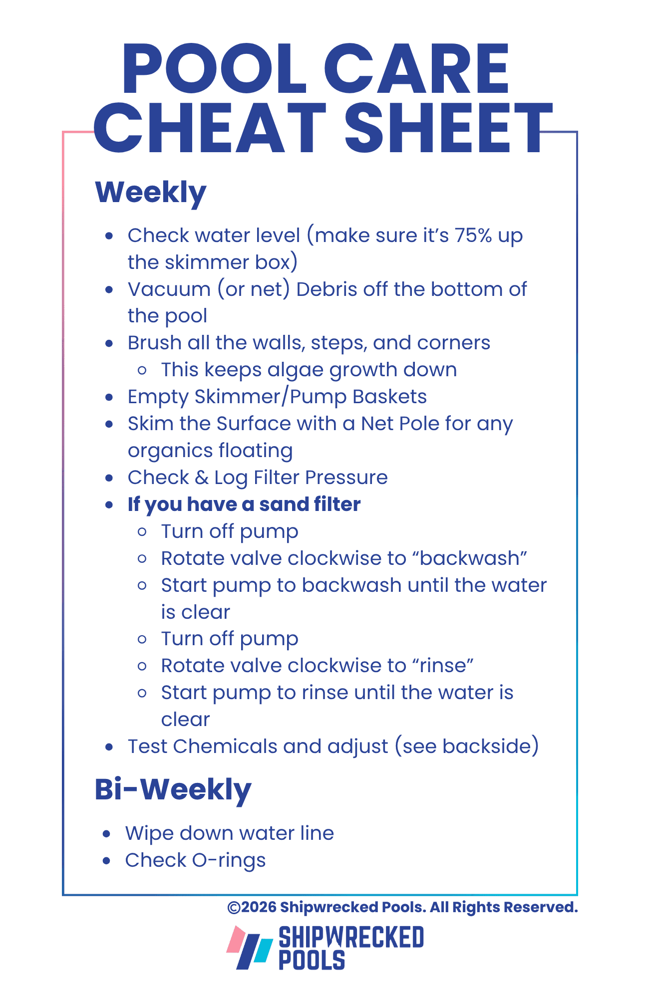 DIY pool care cheat sheet side A preview