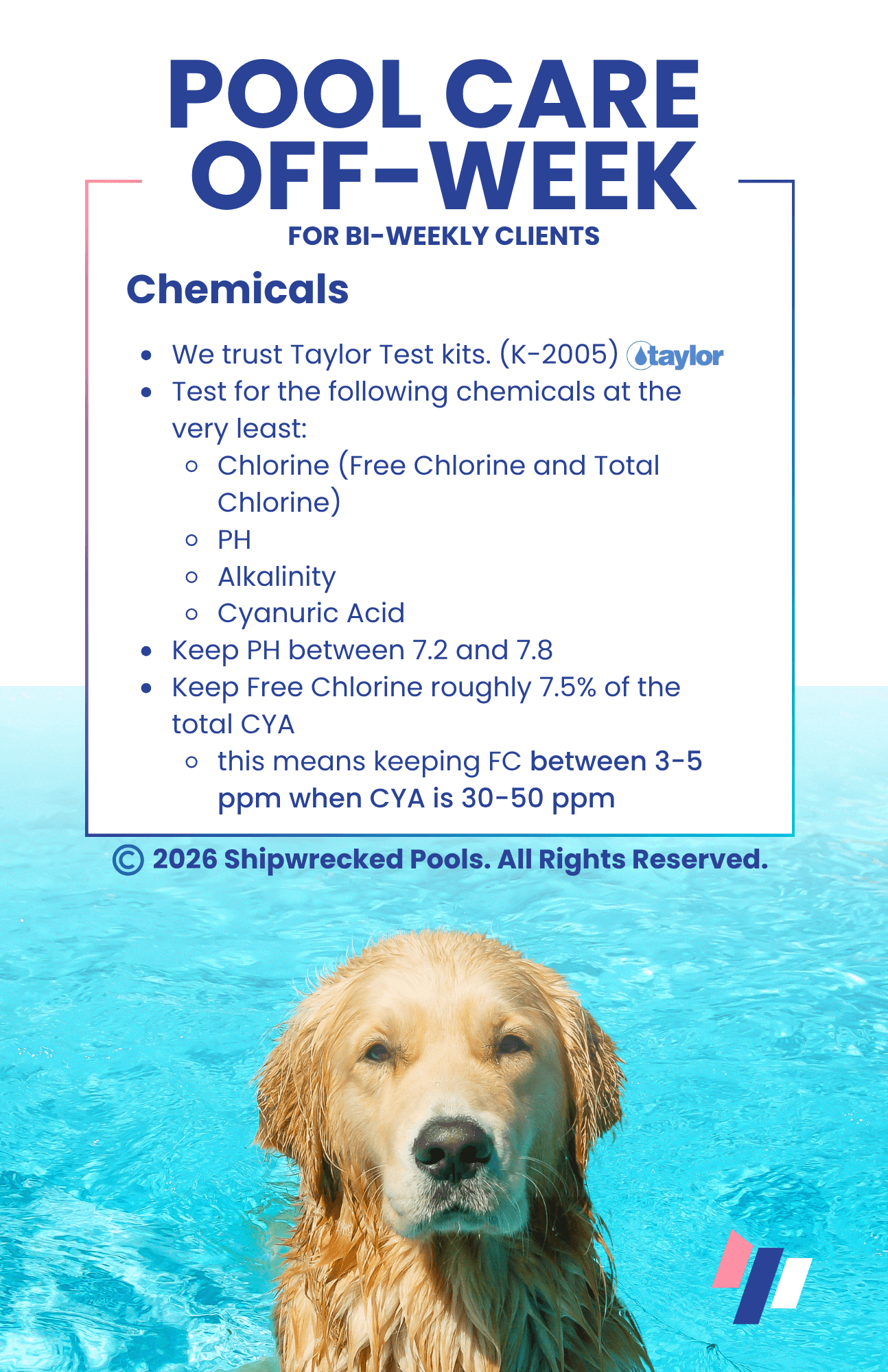 Bi-weekly off-week pool care checklist side B