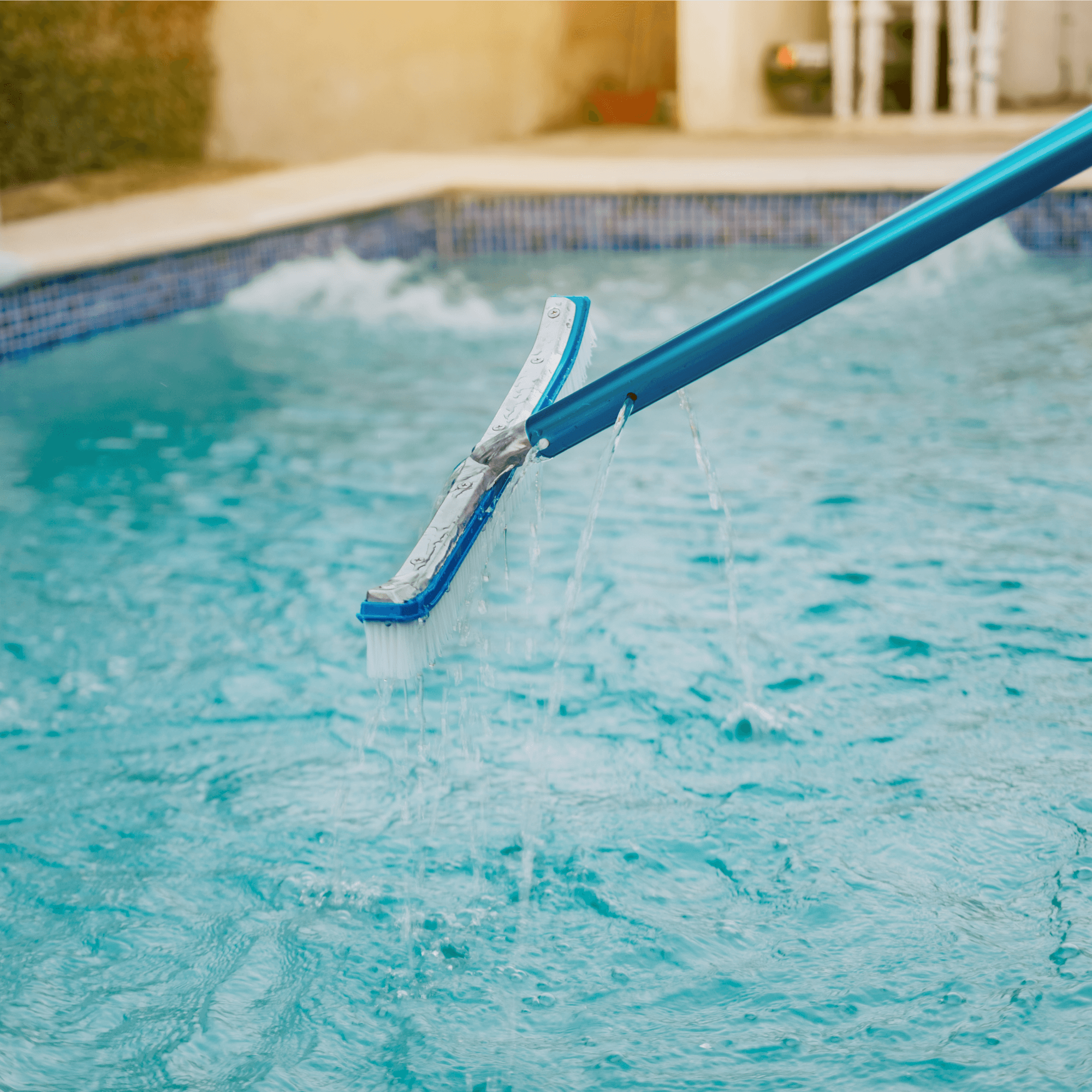 Pool brush cleaning a Shipwrecked Pools service pool